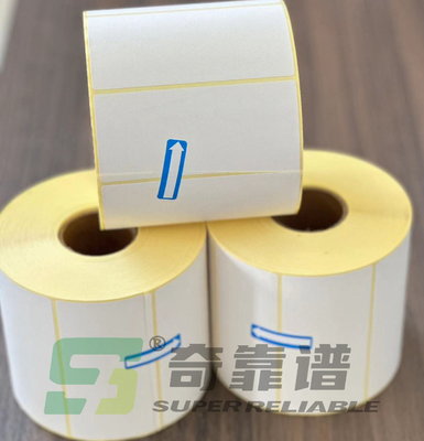 Autocollant de code barres d'autocollant de papier thermosensible avec le revêtement jaune d'auto-collant de couleur