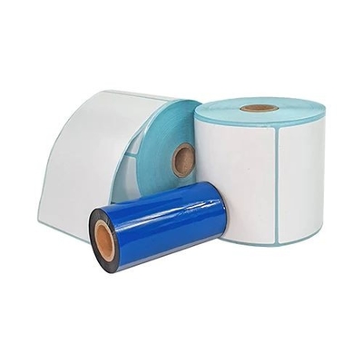 Adhésif autocollant de code-barres papier thermique direct avec revêtement de verre bleu