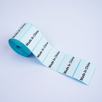 Adhésif autocollant de code-barres papier thermique direct avec revêtement de verre bleu